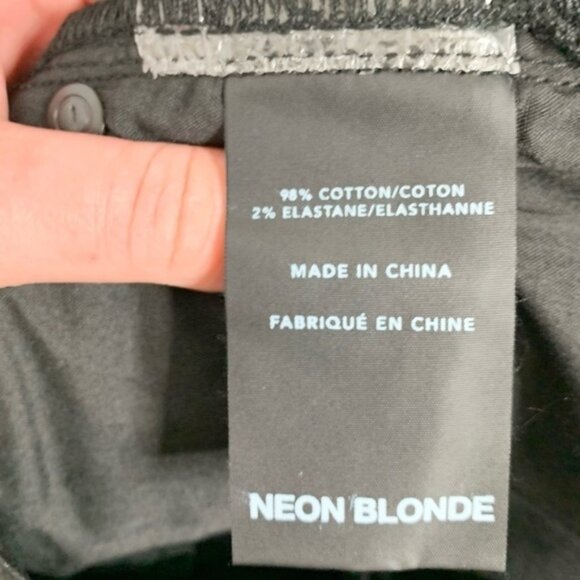 Free People Neon Blonde Chaser Mini Skirt Black Leather Waxed Denim High Waist - Picture 10 of 14